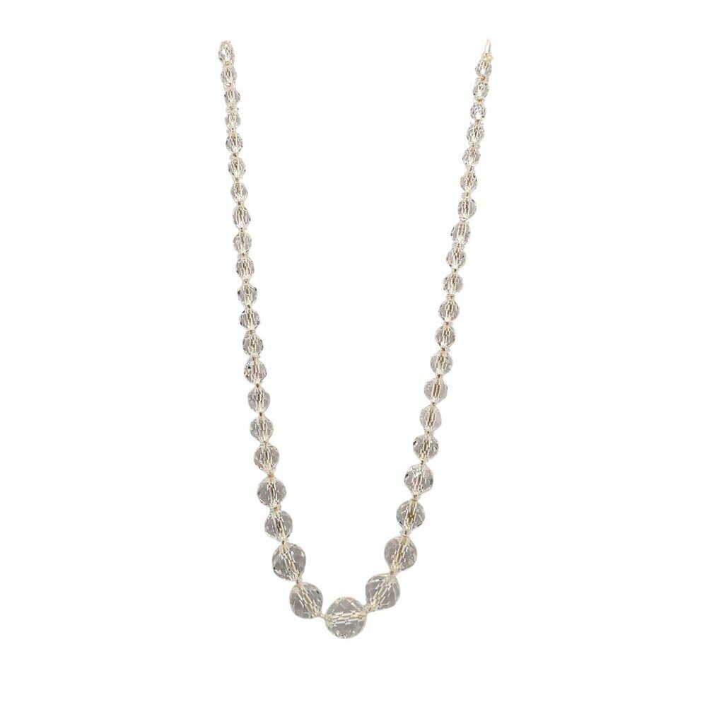 Vintage Faceted Clear Crystal Bead Necklace With Clasp 20 in READ ME
